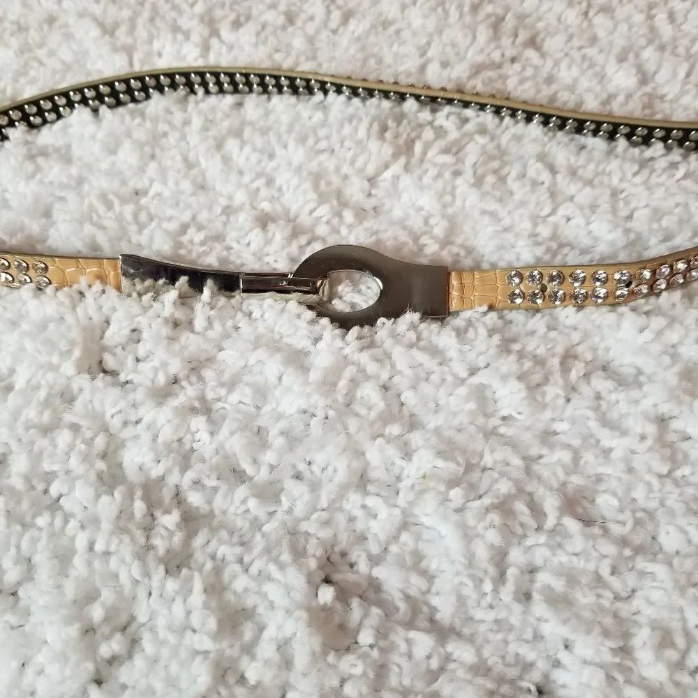 Rhinestone Skinny Belt Unique Small